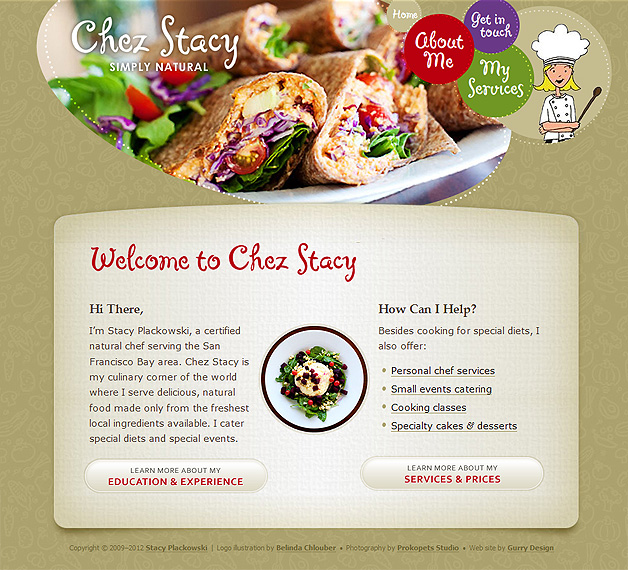 A screenshot of the Chez Stacy homepage