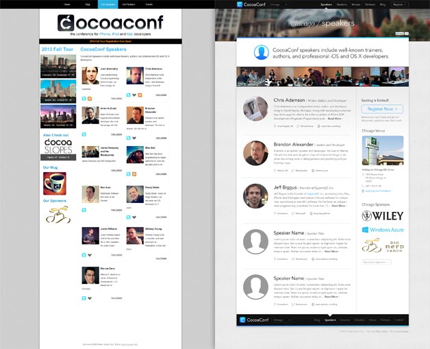 A screenshot of the CocoaConf website