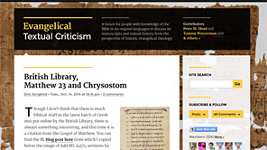 A screenshot of the new Evangelical Textual Criticism blog