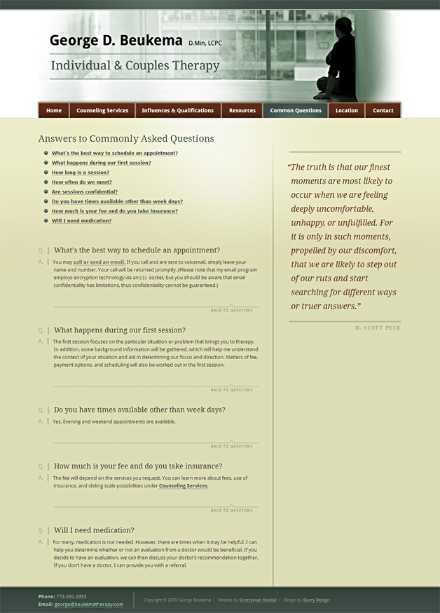 A screenshot of the George Beukema Therapy website