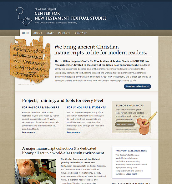 A screenshot of the new HCNTTS homepage