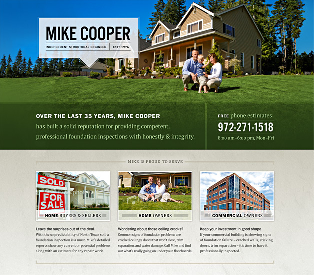 An alternate design of the Mike Cooper website.