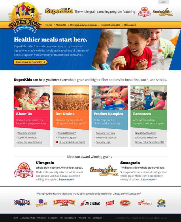 A screenshot of the 2014 updated SuperKids homepage