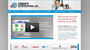 A screenshot of the redesigned Verify International website