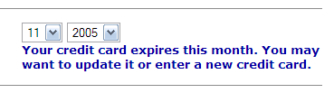An Amazon message warning me my credit card is about to expire