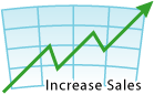 Graph with a rising green arrow